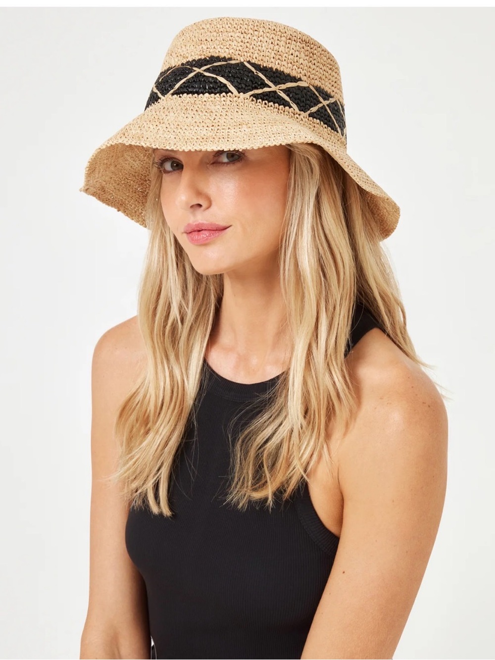 ⭐️l*space “Montauk” Natural Straw Bucket Hat with Black Band